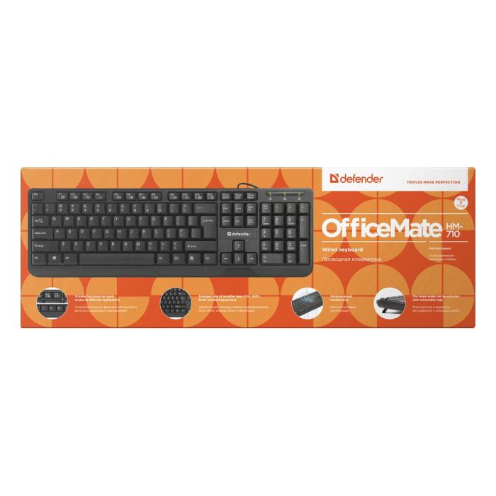 Клавиатура Defender проводная  OfficeMate HM-710 RU,черный,полноразмерная USB 45710 45710 #1