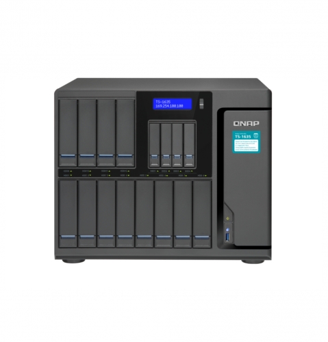 Сетевой RAID-накопитель QNAP 12*3,5"/2,5", 4*2,5", 2*10 GSFP+. Annapurna Labs Alpine AL-514 1,7 ГГц ARM Cortex-A15, 8 ГБ DDR3 TS-1635-8G TS-1635-8G