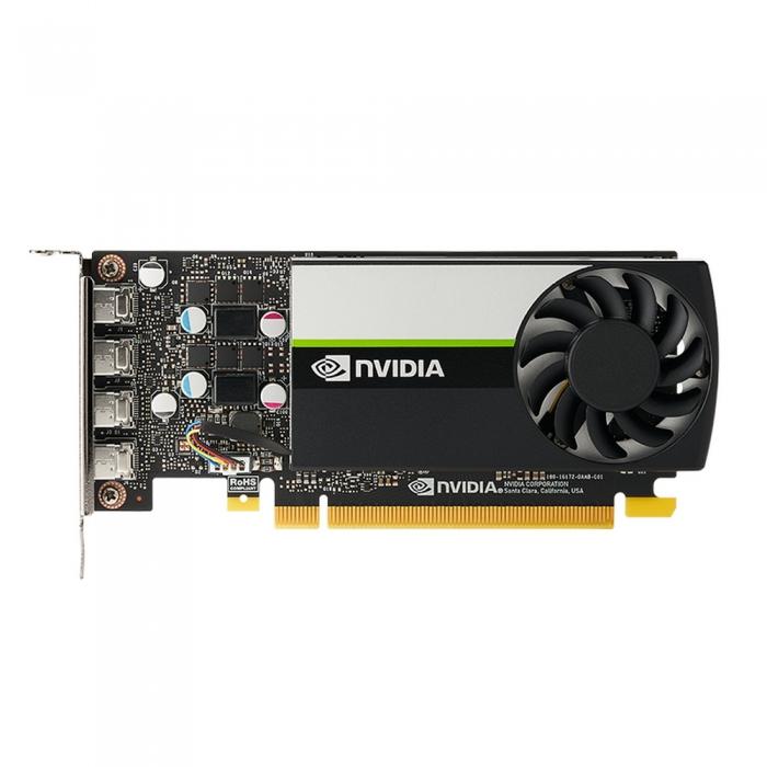 Видеокарта PNY Nvidia Quadro T1000 4GB GDDR6, 128bit, 2.5 TFLOPS, PCIE 4.x16, 4x mDP, LP sinle slot, 1 fan VCNT1000-SB VCNT1000-SB