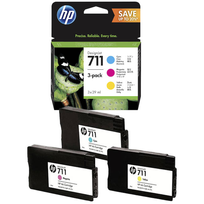 Картридж HP 711 3-pack голубой/пурпурный/ желтый (CZ130A+CZ131A+CZ132A) DJ T120/T520, (3*29 мл) P2V32A P2V32A