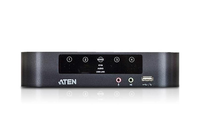 KVM переключатель ATEN VGA/SVGA+KBD+MOUSE+AUDIO, 1> 4 порта USB с 8 вых.Mini DP, со шнурами USB/Mini DP 4x1м+4х2м CS1944-AT-G CS1944-AT-G