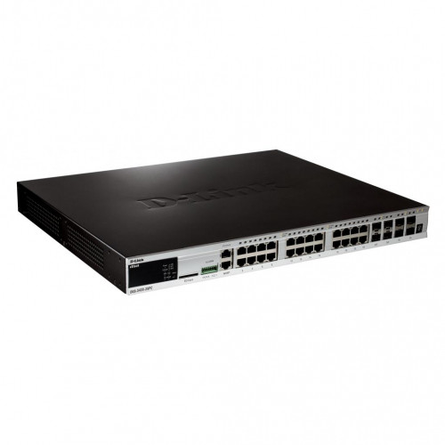 Коммутатор D-Link L3 Managed Switch with 20 10/100/1000Base-T ports and 4 100/1000Base-T/SFP combo-ports and 4 10GBase-X SFP+ ports (24 PoE ports 802.3af/802.3at (30 W), PoE Budget 370W, PoE Budget with RPS DPS-700 740W) DGS-3420-28PC/B1A DGS-3420-28PC/B1A
