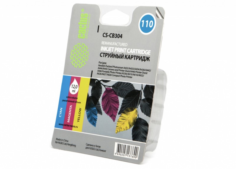 Картридж Cactus струйный CS-CB304 №110 многоцветный для HP PS A310/A311/A314/A316/A320 (9мл) CS-CB304 CS-CB304