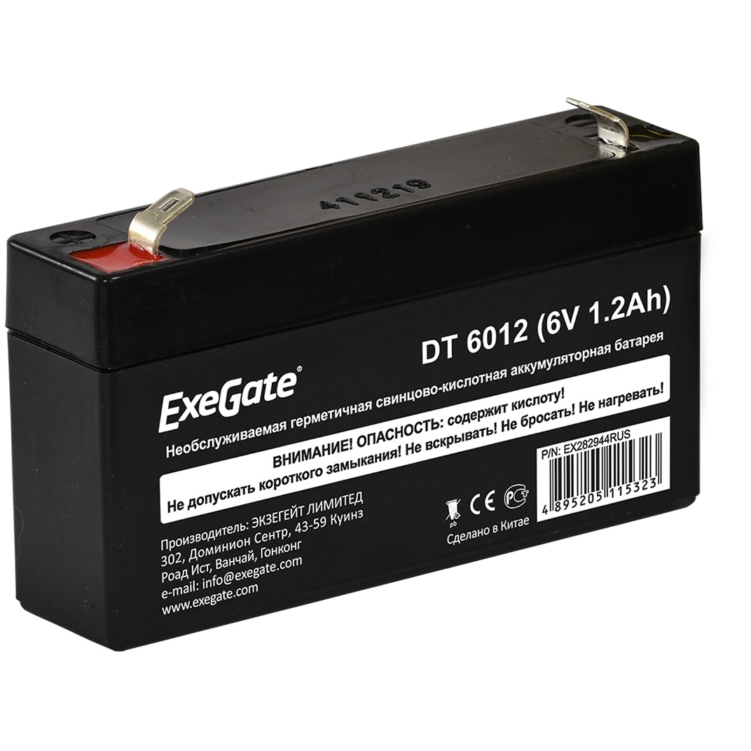 Аккумуляторная батарея Exegate DT 6012 6V 1.2Ah, клеммы F1 EX282944RUS EX282944RUS #3