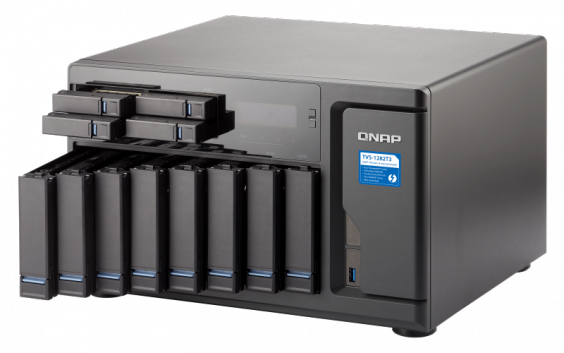 Сетевой RAID-накопитель QNAP 8x3,5", 4x2,5", 2 слота M.2, 3xHDMI, 2x0 GbE BASE-T, 4xThunderbolt 3, Core i5-7500 3,4 ГГц, 16 ГБ DD TVS-1282T3-i5-16G TVS-1282T3-i5-16G