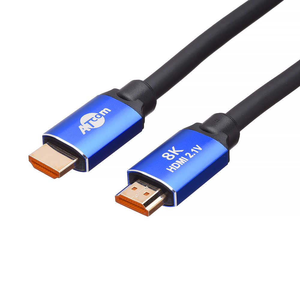 Кабель Atcom HDMI 5 m (HIGH speed, Metal gold, впакете) 8K VER 2.1 AT8886 AT8886