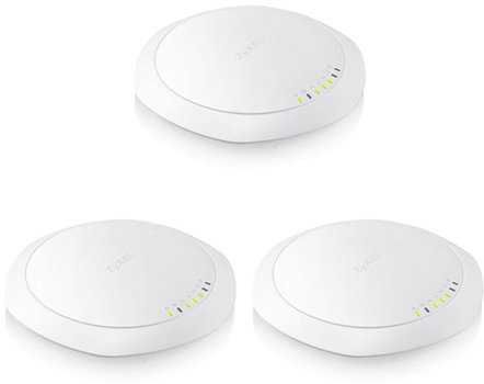 Точка доступа Zyxel NebulaFlex (pack 3 pcs) hybrid access points, WiFi 6, 802.11a/b/g/n/ac/ax (2.4 and 5 GHz), MU-MIMO, 4x4 antennas, up to 575+2400 Mbps, 1xLAN 2.5GE, 1xLAN GE, PoE, 4G/5G protection  NWA210AX-EU0103F NWA210AX-EU0103F