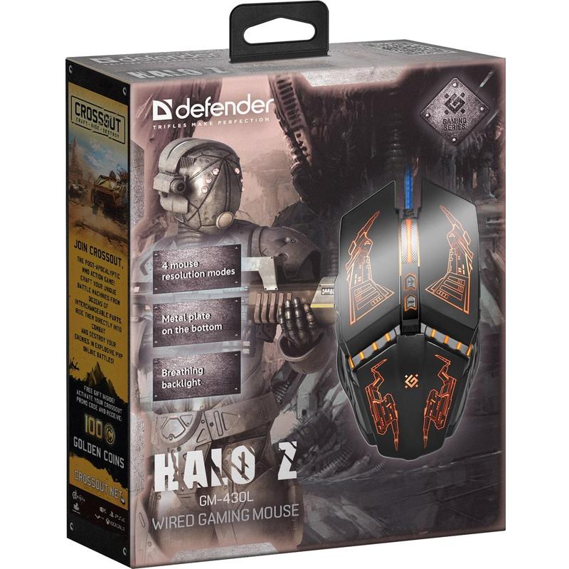 Мышь Defender проводная игровая  Halo Z GM-430L оптика,7кнопок,3200dpi 52430 52430