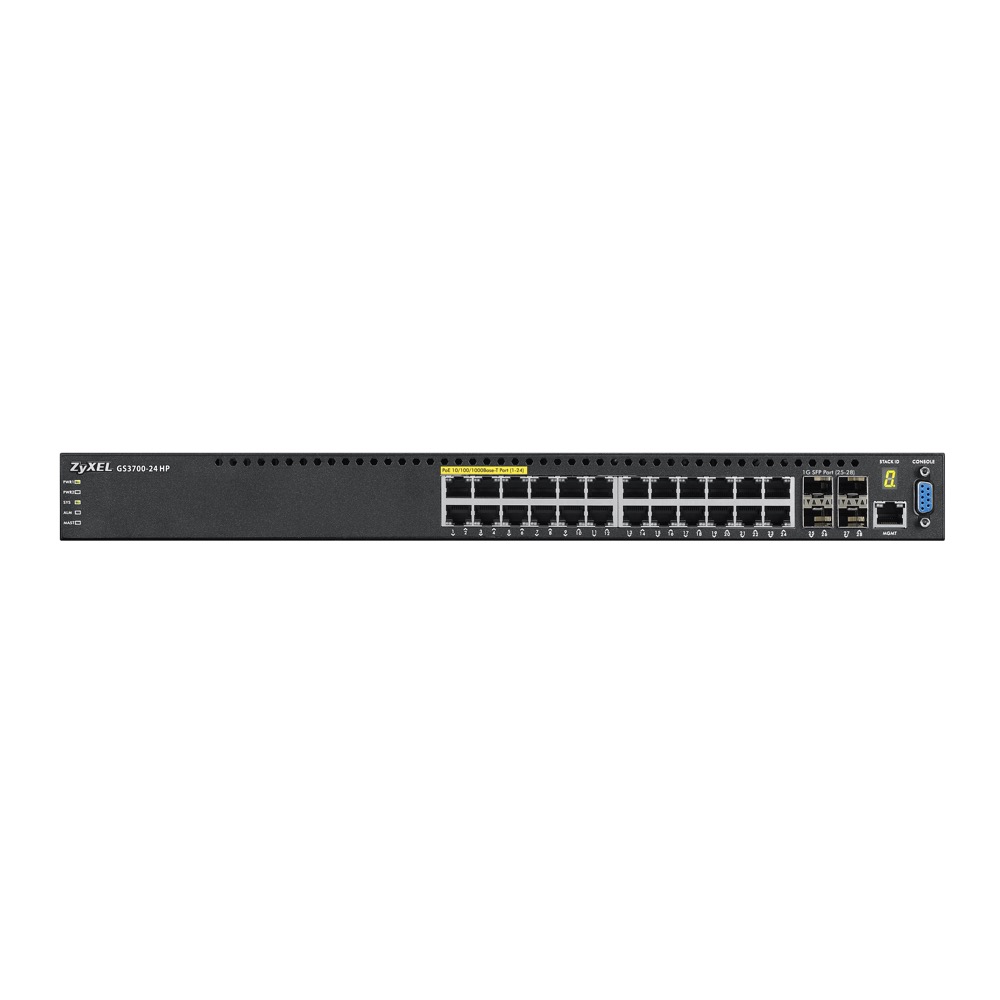 Коммутатор ZYXEL управляемый High PoE L2+ 24 Gigabit Ethernet и 4 SFP-слота GS3700-24HP-ZZ0101F GS3700-24HP-ZZ0101F