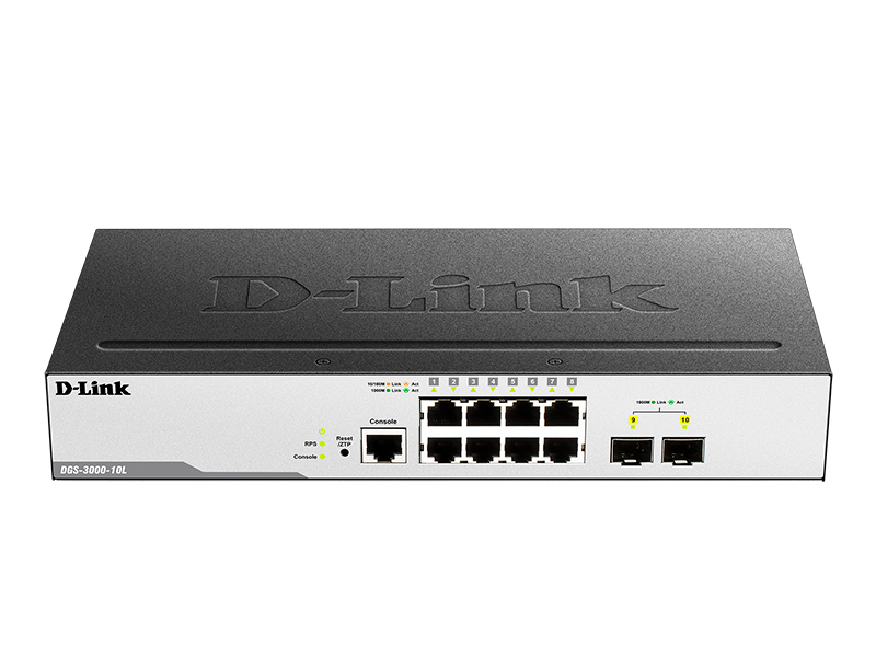 Коммутатор D-Link L2 Managed Switch with 8 10/100/1000Base-T ports and 2 1000Base-X SFP ports DGS-3000-10L/B1A DGS-3000-10L/B1A #1