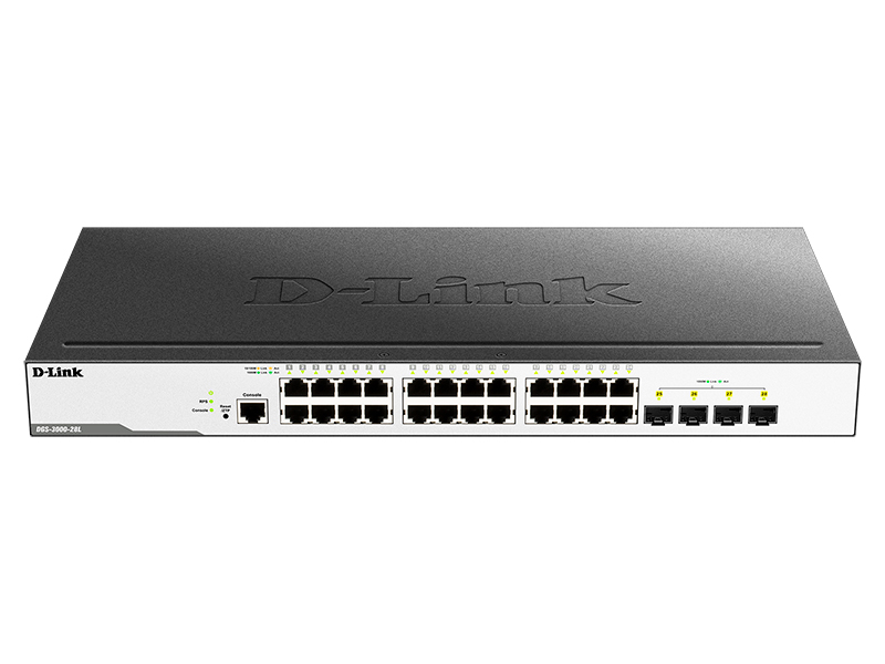 Коммутатор D-Link L2 Managed Switch with 24 10/100/1000Base-T ports and 4 1000Base-X SFP ports DGS-3000-28L/B1A DGS-3000-28L/B1A