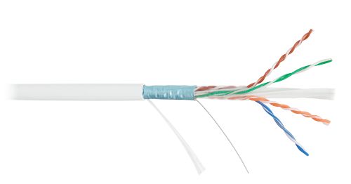 Витая пара NIKOLAN F/UTP 4 пары, Кат.6 (Класс E), тест по ISO/IEC, 250МГц, одножильный, BC (чистая медь), 23AWG (0,57мм), внутренний, LSZH нг(А)-HFLTx, белый, 305м - гарантия: 5 лет / 15 лет системная NKL 4240C-WT NKL 4240C-WT