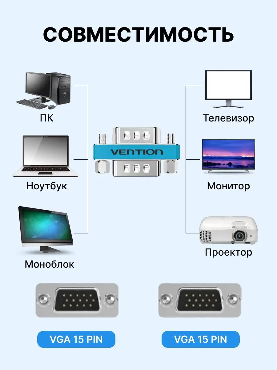 Переходник Vention VGA 15M/ VGA 15M DDBI0 DDBI0 #2