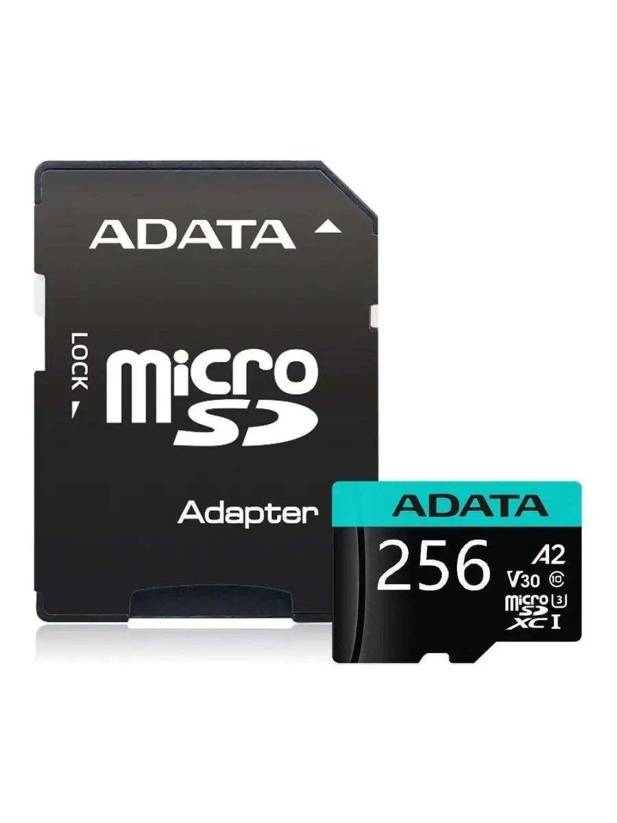 Карта памяти ADATA AUSDX256GUI3V30SA2-RA1 256GB,microSDXC,UHS-I,U3,Class 10,V30S/A2,adapter,100/80 MB/s AUSDX256GUI3V30SA2-RA1 AUSDX256GUI3V30SA2-RA1