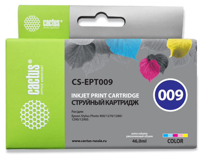 Картридж Cactus струйный CS-EPT009 многоцветный для Epson Stylus Photo 1270/1290 (46мл) CS-EPT009 CS-EPT009