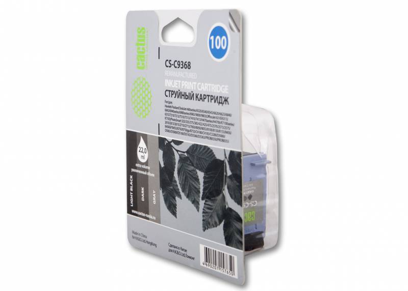 Картридж Cactus струйный CS-C9368 №100 фото серый для HP DJ 6543/6843/PS 475 CS-C9368 CS-C9368