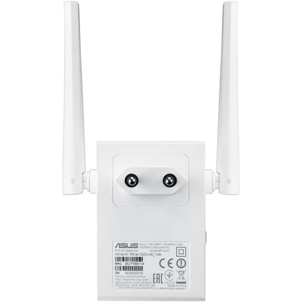Репитер Asus RP-AC51 // WI-FI репитер, 802.11n + 802.11 ac, до 300 + 433Мбит/c, 2,4 + 5 гГц, LAN ; 90IG03Y0-BO3410 RP-AC51 RP-AC51 #1