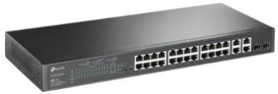 Коммутатор TP-Link JetStream Smart уровня 2 с 24 портами 10/100 Мбит/с, 4 гигабитными портами и 24 портами PoE+, бюджет PoE: до 250 Вт, 19" TL-SL2428P TL-SL2428P