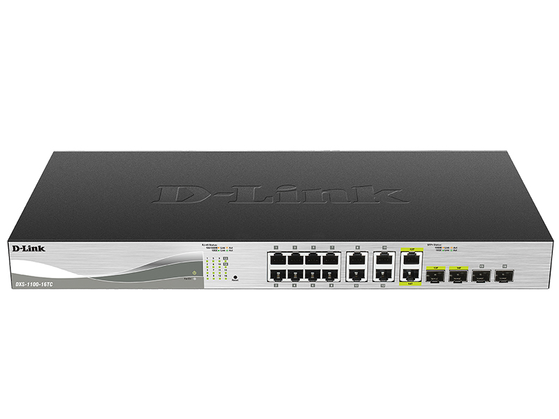 Коммутатор D-Link L2 Smart Switch with 12 10GBase-T ports and 2 10GBase-T/SFP+ combo-ports and 2 10GBase-X SFP+ ports DXS-1100-16TC/A1A DXS-1100-16TC/A1A