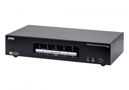 KVM-переключатель ATEN KVM DP+USB+AUDIO, 1> 4 компьютера/блока/порта/port USB с 3 вых,DispalyPort, со шнурами 2xUSB 3,0 1,8м/6xDisplayPort 1,2 1,5м,, (консоль упр,-USB;2 порт,HUB USB 3,1;ЗАКАЗ!)[Taiwan-ATEN] CS1964-AT-G CS1964-AT-G