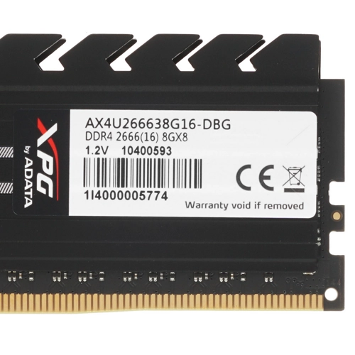 Модуль памяти ADATA 16GB DDR4 2666 DIMM XPG D10 Black Gaming Memory Non-ECC, CL16, 1.2V, Kit (2x8GB), RTL (462183) AX4U266638G16-DBG AX4U266638G16-DBG