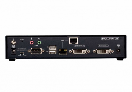 Удлинитель-передатчик ATEN KVM USB 2xDVI-I+AUDIO+RS232, 100м, UTP/10км, SM точка-точка/неогранич, в пределах LAN, 1xUTP/2xОптич,волокна SFP(LC);GbE (TCP/IP;IGMP), 2x(2xDVI-I+USB A-тип+2xMINIJACK+DB9)+USB B-тип,,, DC 5V, KE6940AT-AX-G KE6940AT-AX-G