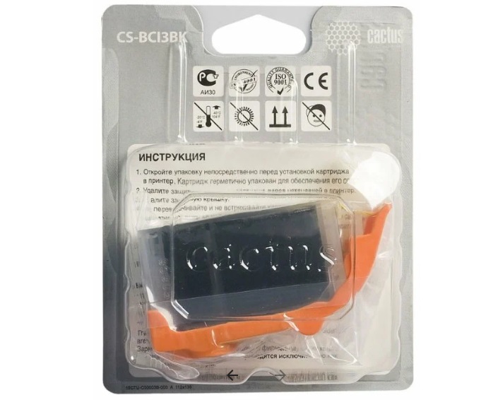 Картридж Cactus струйный CS-BCI3BK черный для Canon BJC-3000/6000/6100/6200/6200S/S400/S450/i560/i56 CS-BCI3BK CS-BCI3BK