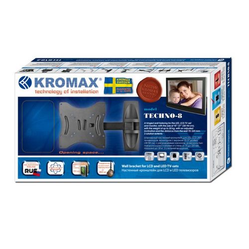 Кронштейн Kromax 20077 TECHNO-8 для ТВ 15"-37",настенный, 3 ст. наклон, до 30 кг, серый 20077 20077