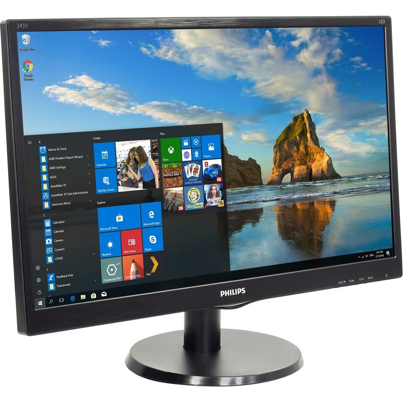 Монитор Philips 23,6" 1920x1080 MVA LED 16:9 8ms VGA, DVI, HDMI 10M:1 178/178 250cd Silver/Black* 243V5QHSBA 243V5QHSBA