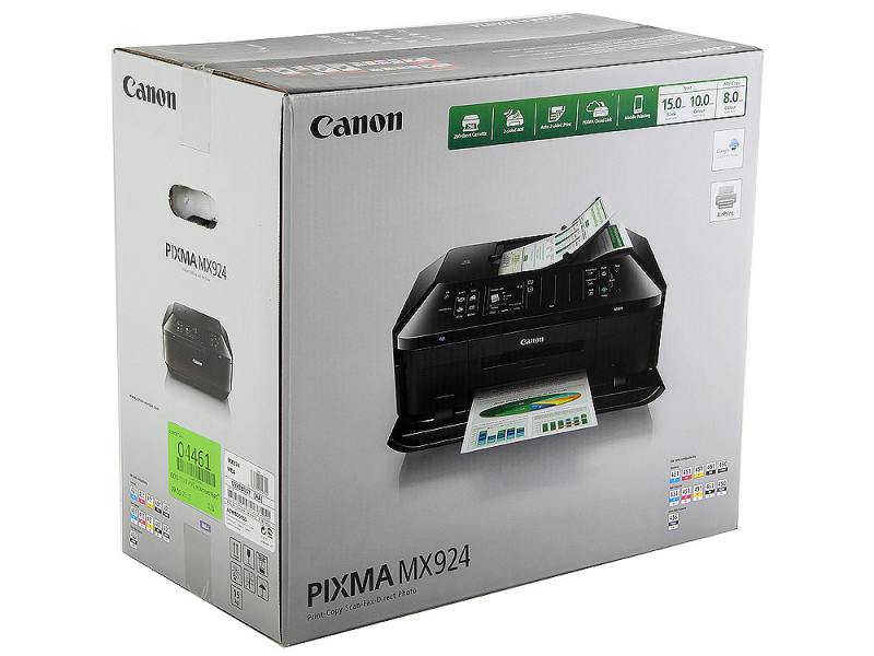 МФУ Canon PIXMA MX924 А4, (2400x4800)/Copier/Fax, ADF 35стр., дуплекс, 9600х2400, 1пл., Single Ink (5), печать с карт памяти, USB/WiFi/LAN 6992B007 6992B007