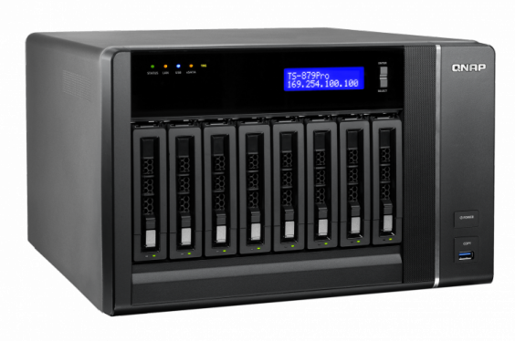 Сетевой RAID-накопитель QNAP 8 отсеков для HDD, HDMI-порт. Intel Core i3-2120 3,3 ГГц, 2ГБ. TS-879 Pro TS-879 Pro