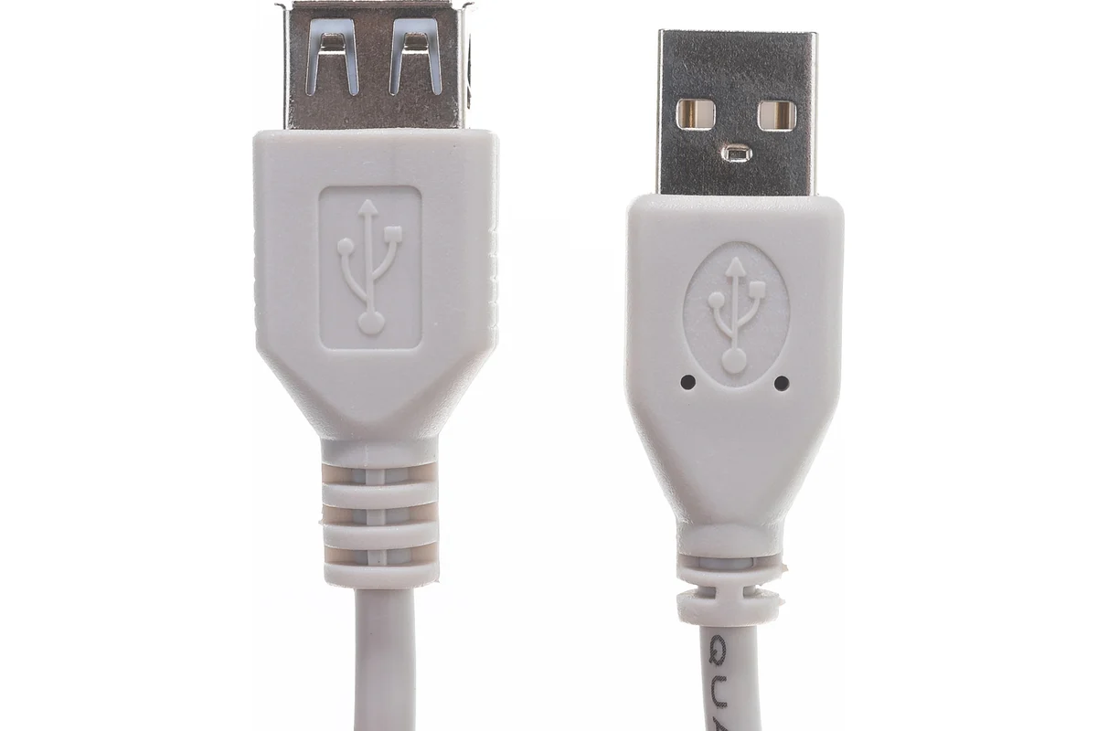 Шнур Rexant USB-A (male) штекер - USB-A (female) гнездо, длина 1,8 метра, белый (PE пакет) REXANT 18-1114 18-1114