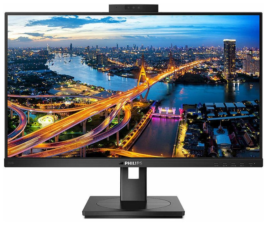 Монитор Philips 23,8" 242B1H 75 Гц 1920x1080 IPS W-LED 16:9 4ms(GtG) VGA DVI HDMI DP 2*USB 3.2 1*USB-B 50M:1 1000:1 178/178 250cd WEB-camera Tilt HAS Pivot Swivel Speakers Black A+ 242B1H/00 242B1H/00