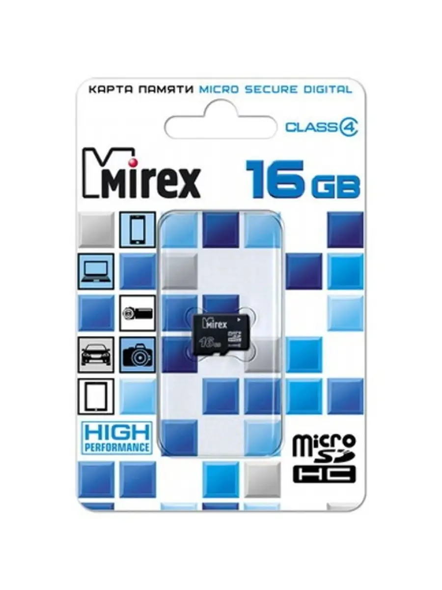 Карта памяти Mirex 13612-MCROSD16 16GB,microSDHC,Class 4 13612-MCROSD16 13612-MCROSD16