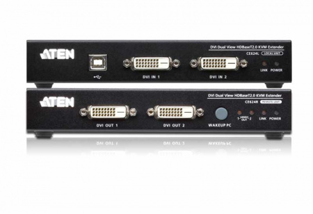 Удлинитель ATEN KVM USB, 2xDVI Single Link+KBD&MOUSE USB+AUDIO+RS232, 100 метр,, 1xUTP Cat5e/HDBaseT, 2xDVI-D+2xMINIJACK+DB9+USB B-тип>3xUSB A-тип, ~, с KVM-шнуром USB DVI-D 1x1,8м,, 2xDC 5,3V, (макс,разр,1920х1200/100м 60Hz;X-DVIPRO-MS2) CE624-AT-G CE624-AT-G