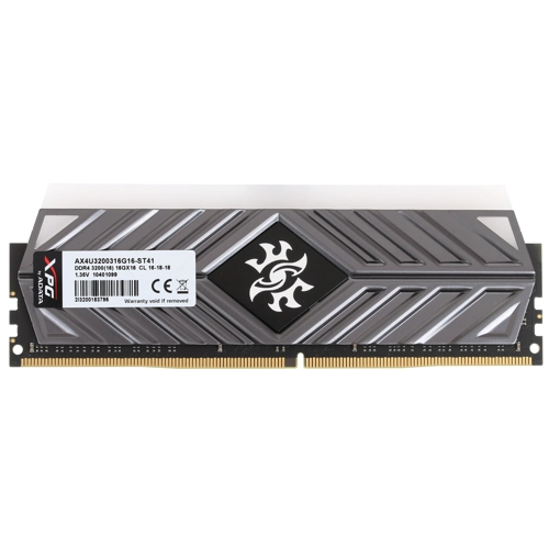 Модуль памяти ADATA 16GB DDR4 3200 DIMM SPECTRIX D41 RGB Grey Gaming Memory Non-ECC, CL16, 1.35V, 1024x8, RTL (468321) AX4U3200316G16-ST41 AX4U3200316G16-ST41