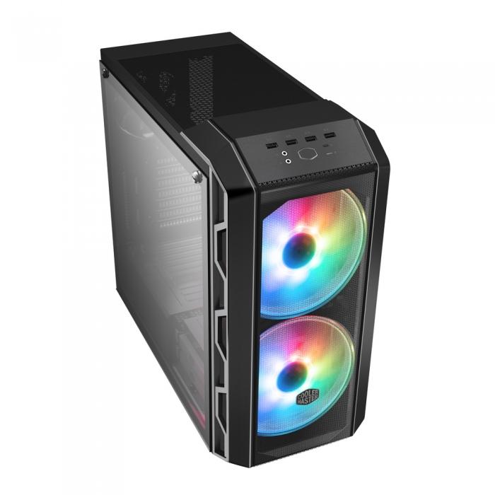 Корпус Cooler Master MasterCase H500 ARGB Gunmetal, including Mesh and Acrylic frontpanel, ATX, Front : 2x 200mm ARGB fans, Rear :1x 120mm, 1x Tempered glass side panel, USB3.0 x2, USB3.0 x2 MCM-H500-IGNN-S01 MCM-H500-IGNN-S01