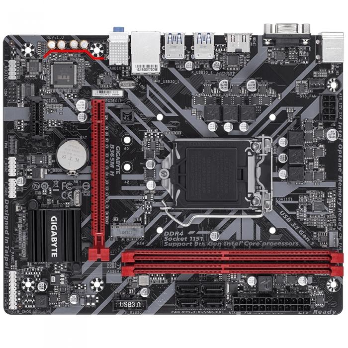 Материнская плата Gigabyte , Socket 1151, Intel®B365, 2xDDR4-2666, D-SUB+HDMI, 1xPCI-Ex16, 1xPCI-Ex1, 4xSATA3, 1xM.2, 8 Ch Audio, GLan, (2+4)xUSB2.0, (4+2)xUSB3.1, 2xPS/2, mATX, RTL, B365M H B365M H