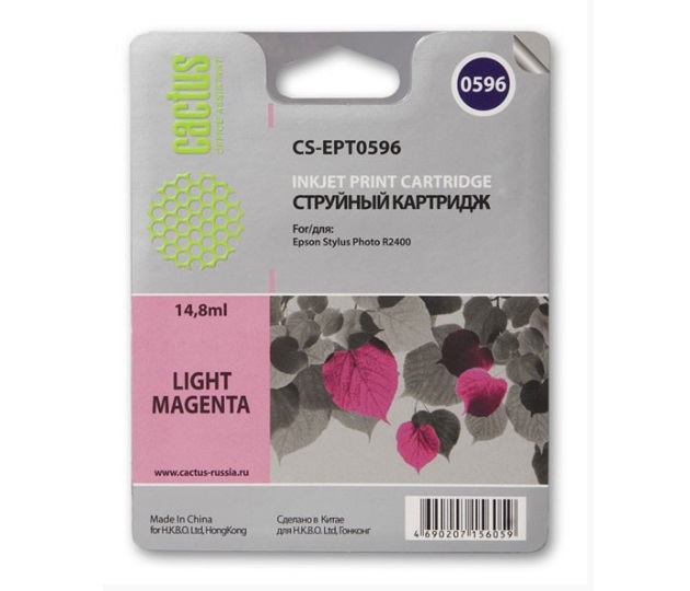 Картридж Cactus струйный CS-EPT0596 светло-пурпурный для Epson Stylus Photo R2400 (14.8мл) CS-EPT0596 CS-EPT0596