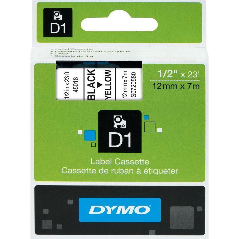 Картридж DYMO S0720580/45018 D1 12 мм * 7 м черный шрифт/желтая лента S0720580 S0720580