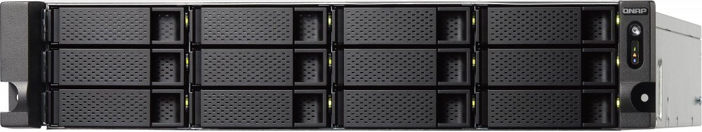 Сетевой RAID-накопитель QNAP 12xHDD, 2x10 GbE SFP+, 2 слота M.2 SSD, 19", 1 блок питания. AMD RX-421ND 2,1 ГГц (до 3,4 ГГц ), 64 ГБ TS-1273U-64G TS-1273U-64G