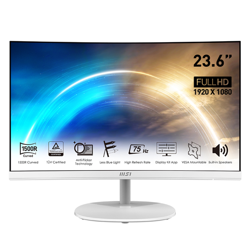 Монитор MSI PRO MP241CAW 23.6" 16:9 FHD(1920x1080)VA Curve 1500R,1ms(MPRT),3000:1,100M:1,250nit,178/178,1xHDMI 1.4,1xDP 1.2,Tilt,VESA,75Hz,1y w-ty 9S6-3PA9CT-022 9S6-3PA9CT-022