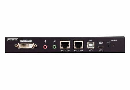 Удлинитель ATEN IP KVM шлюз/extender, KVM+RS232+AUDIO DVI+USB, управл, по IP, Rackmount/Desktop, 2x10/100/1000 Base-T, с KVM-шнуром USB 1x1,2м,/USB<=>MiniUSB 1,2м,, (Virtual Media;1920x1200 60Hz;WIN/LINUX/SUN/MAC) CN9600-AT-G CN9600-AT-G