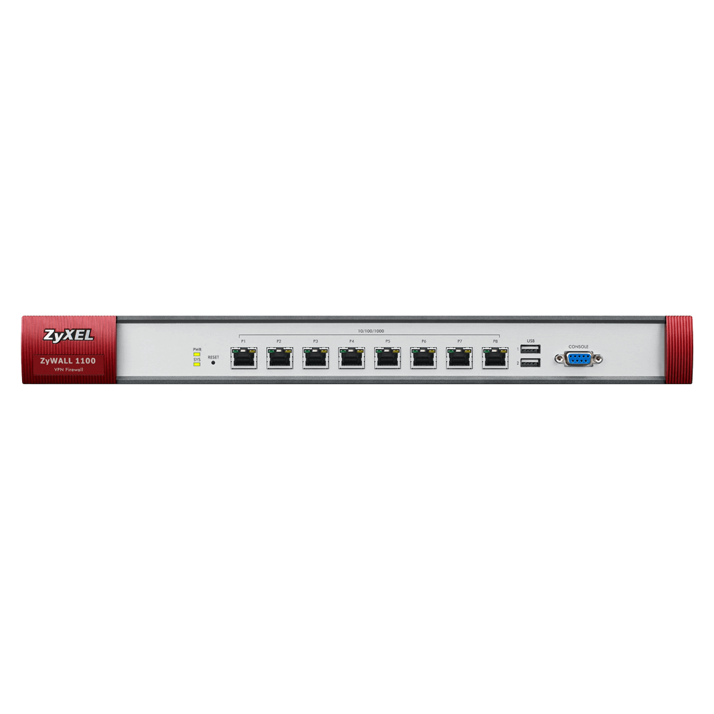 Межсетевой экран ZYXEL ZyWALL 1100, Rack, 8 конфигурируемых портов GE, 2xUSB3.0, AP Controller (2/130) ZYWALL1100-EU0101F ZYWALL1100-EU0101F
