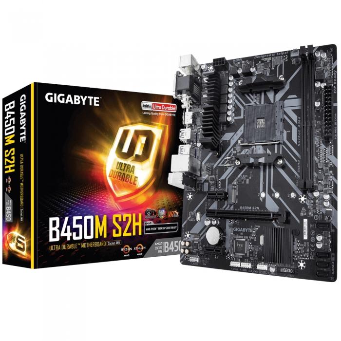 Материнская плата Gigabyte Soc-AM4 AMD 2xDDR4 mATX AC`97 8ch(7.1) GbLAN RAID+VGA+DVI B450M S2H B450M S2H