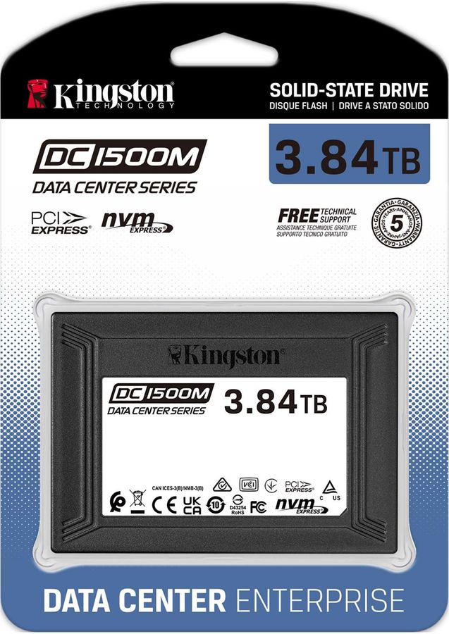 Твердотельный накопитель Kingston PCI-E 3.0 3.84Tb SEDC1500M/3840G DC1500M 2.5" 1.6 DWPD SEDC1500M/3840G SEDC1500M/3840G