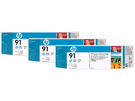 Картридж HP 91 Light Cyan Pigment для Designjet Z6100 Photo Printer 3х775-ml C9486A C9486A