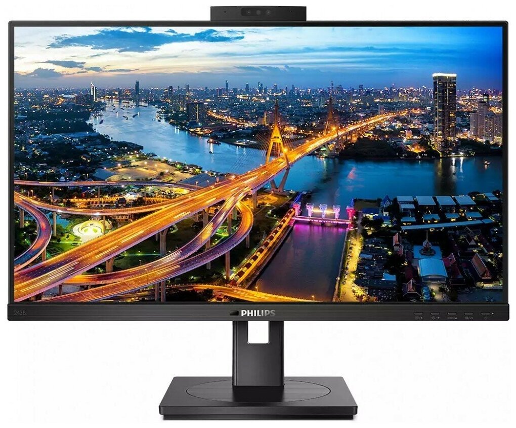 Монитор Philips 23,8" 243B1JH 1920x1080 75Гц IPS W-LED 16:9 4ms HDMI DP 4*USB-A3.2 1*USB-C3.2 50M:1 1000:1 178/178 250cd Webcam HAS Pivot Tilt Swivel Speakers Black 243B1JH/00 243B1JH/00