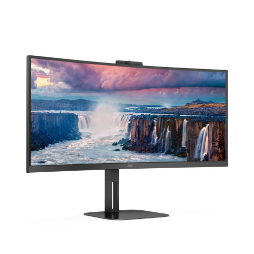 Монитор AOC 34" CU34V5CW Curved 3440x1440 100Гц VA LED 16:9 4(1)ms HDMI DP USB-C/4xUSB3.2 20M:1 3000:1 178/178 300cd WebcamTilt HAS Swivel Speakers 2*5W Black CU34V5CW/BK CU34V5CW/BK
