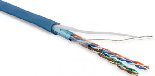 Кабель FTP Hyperline экранированный, 5e кат., 4 пары (26 AWG), многожильный (patch),100м, синий FUTP4-C5E-P26-IN-LSZH-BL-100